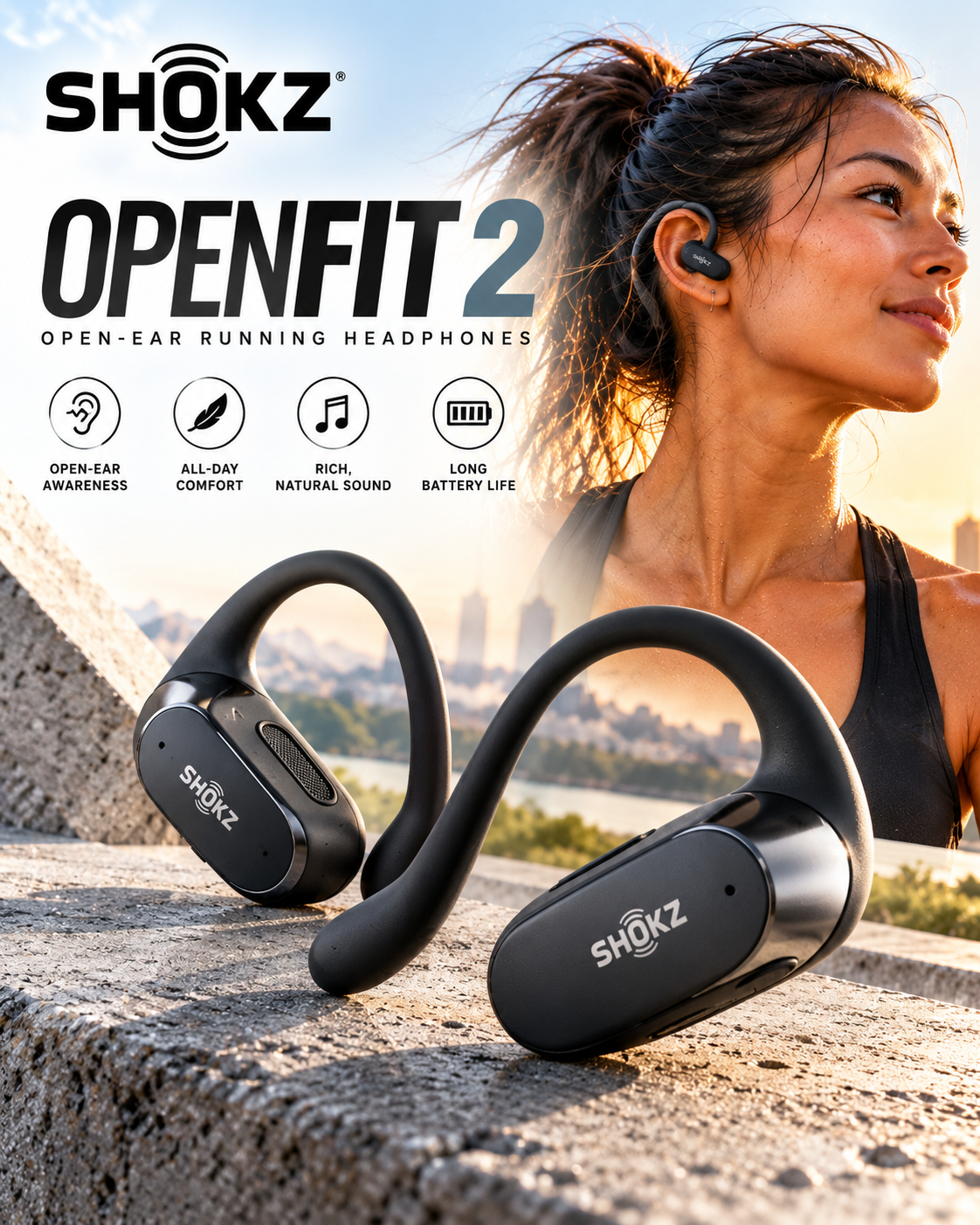 Shokz OpenFit 2 Open-Ear Running Headphones