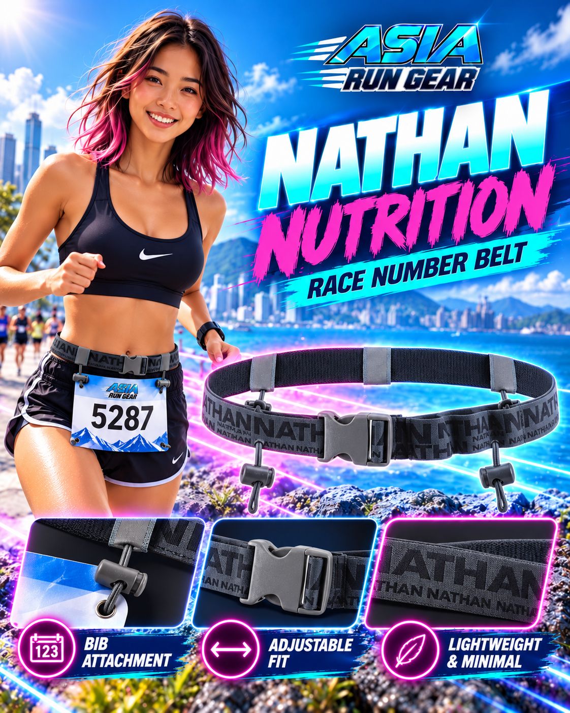 Nathan Nutrition Race Number Belt