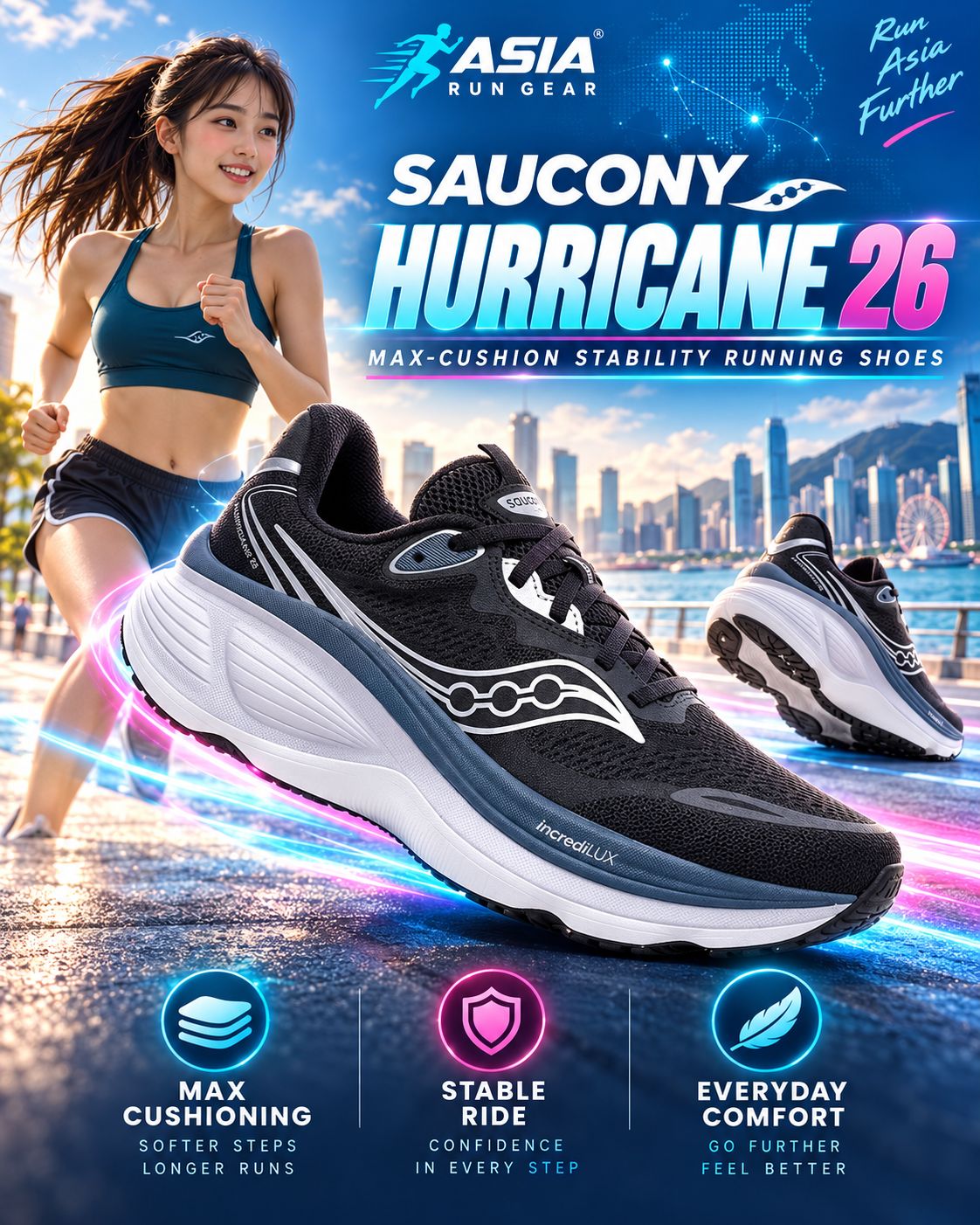Saucony Hurricane 26 Max-Cushion Stability Running Shoes