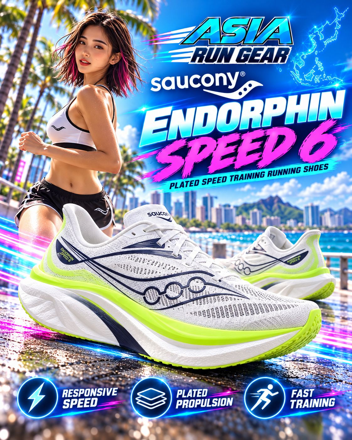 Saucony Endorphin Speed 6 Plated Speed Training Running Shoes